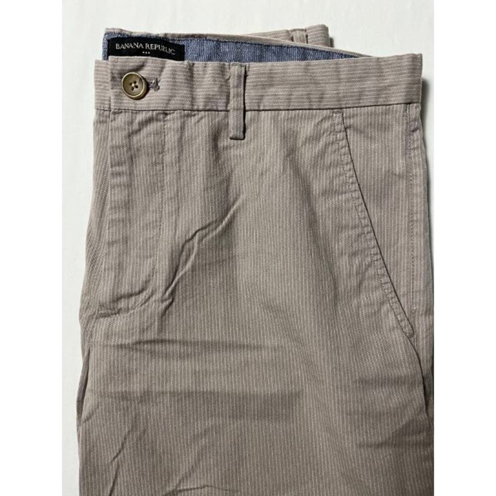 Banana Republic Kentfield Pant Mens 33x32 Light Brown Pinstripe Slacks Chinos - Picture 2 of 5